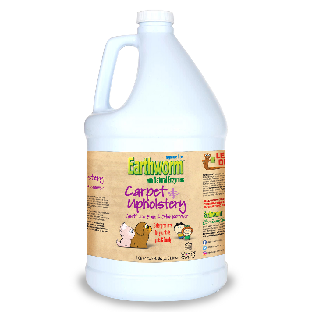 Earthworm carpet stain remover before and after on carpet