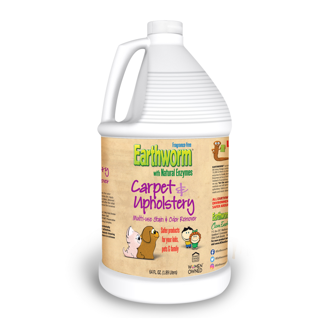 Earthworm carpet cleaner safe for pets and children label