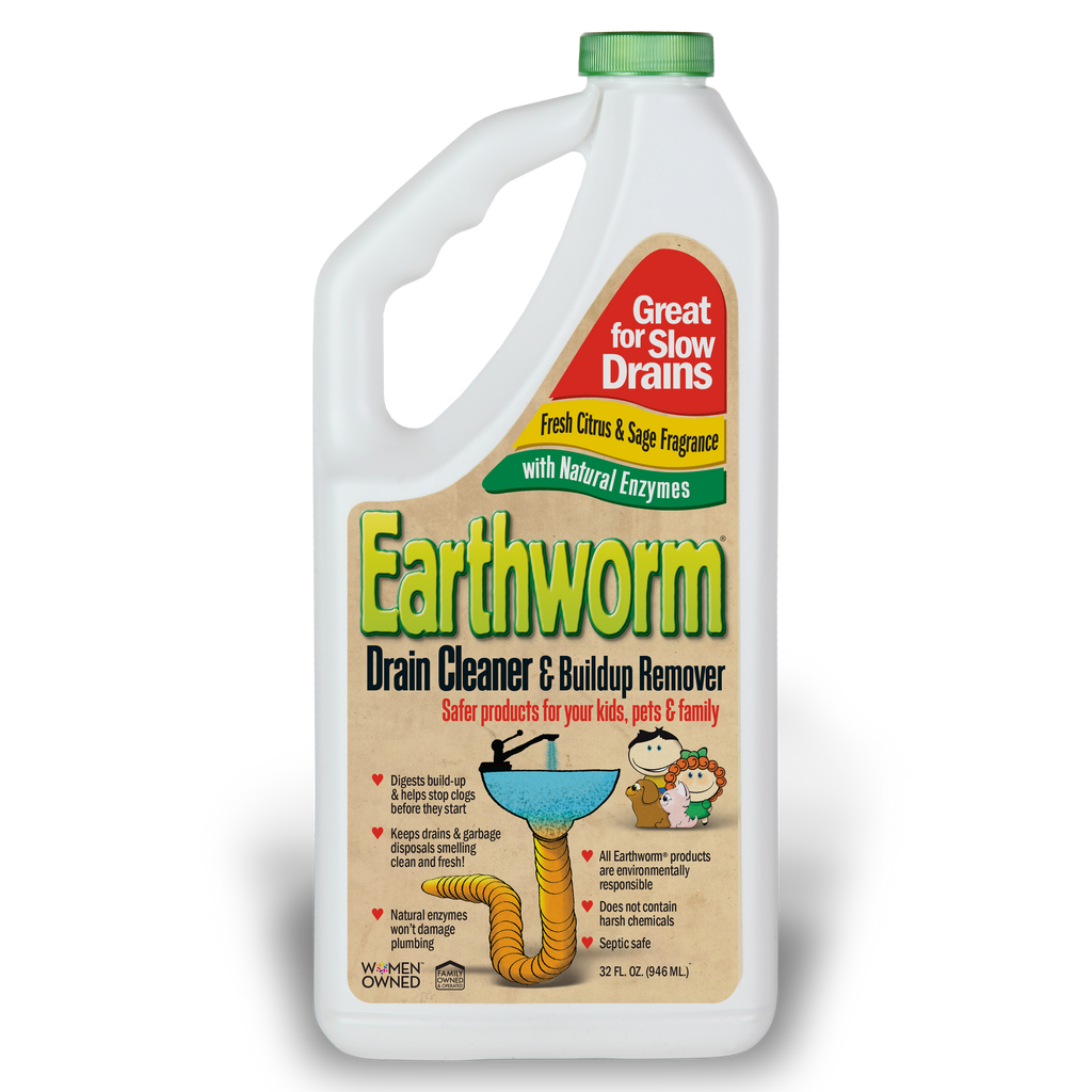 Earthworm drain cleaner 64oz refill — enzyme-based, safe for all pipes