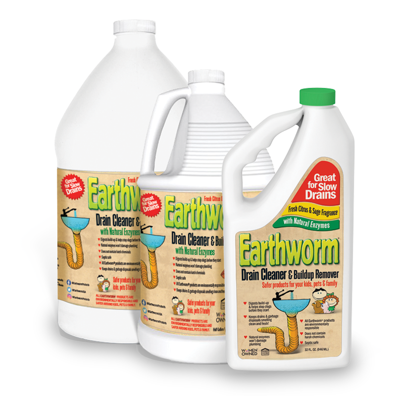 Earthworm enzyme drain cleaner 32oz bottle — natural, non-caustic