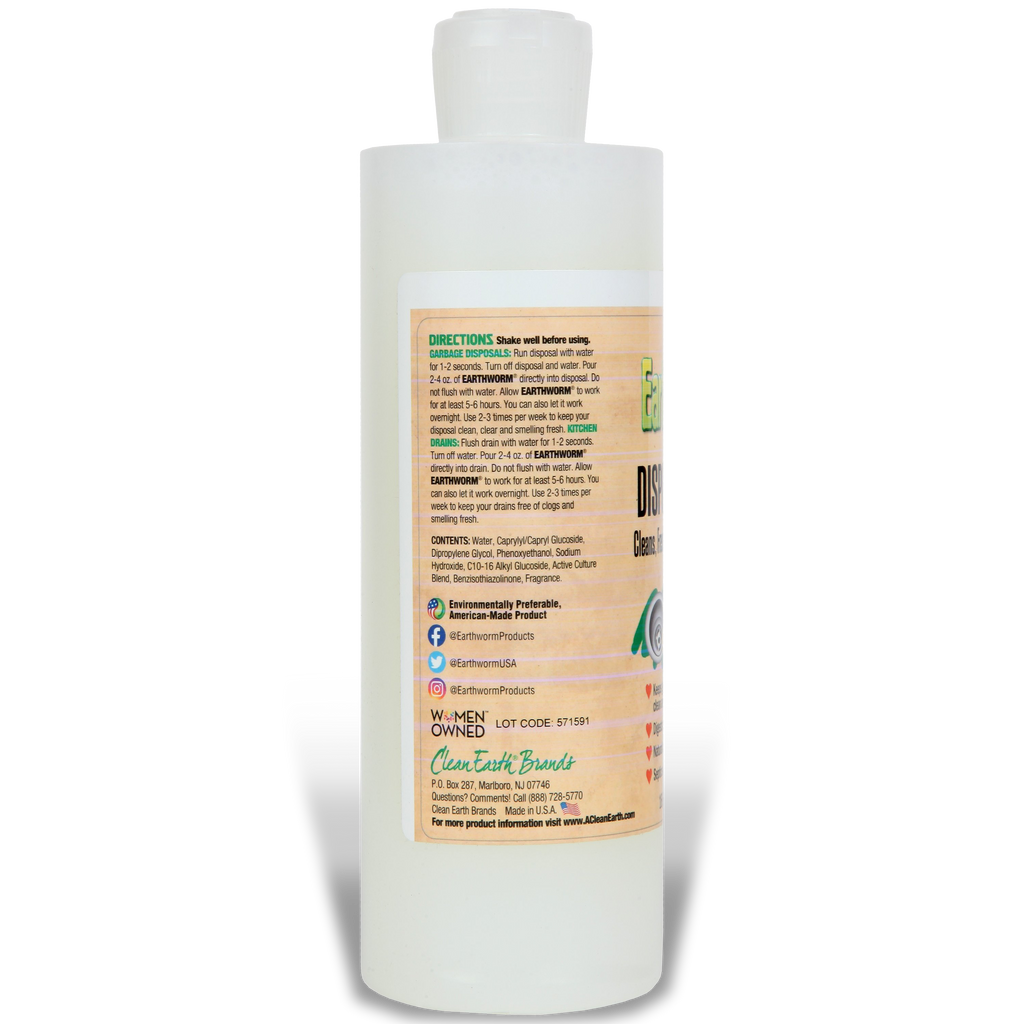 Earthworm disposal cleaner being poured into kitchen sink disposal