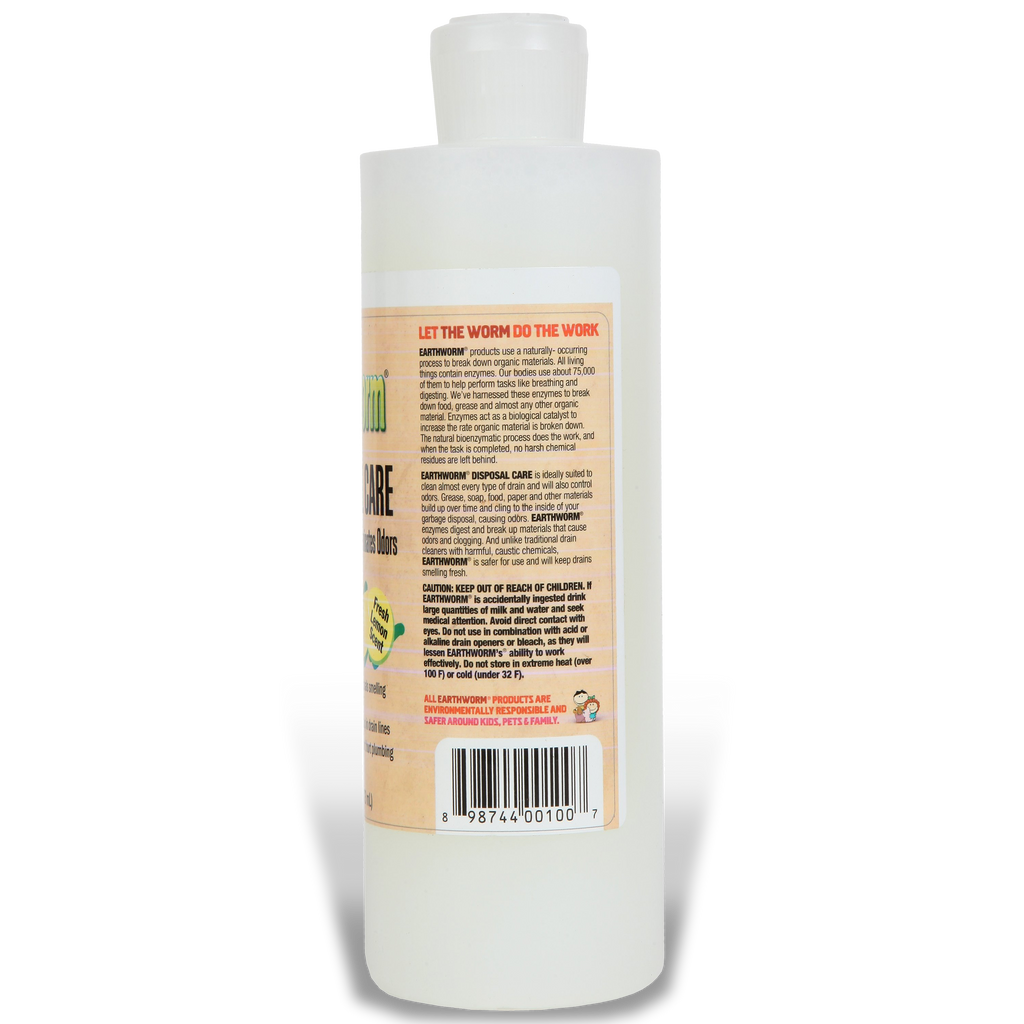 Earthworm natural enzyme garbage disposal cleaner label