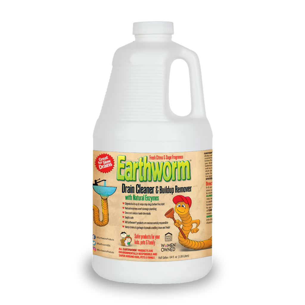 Earthworm drain cleaner ingredients and EPA Safer Choice badge