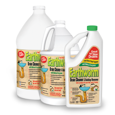 Earthworm enzyme drain cleaner 32oz bottle — natural, non-caustic