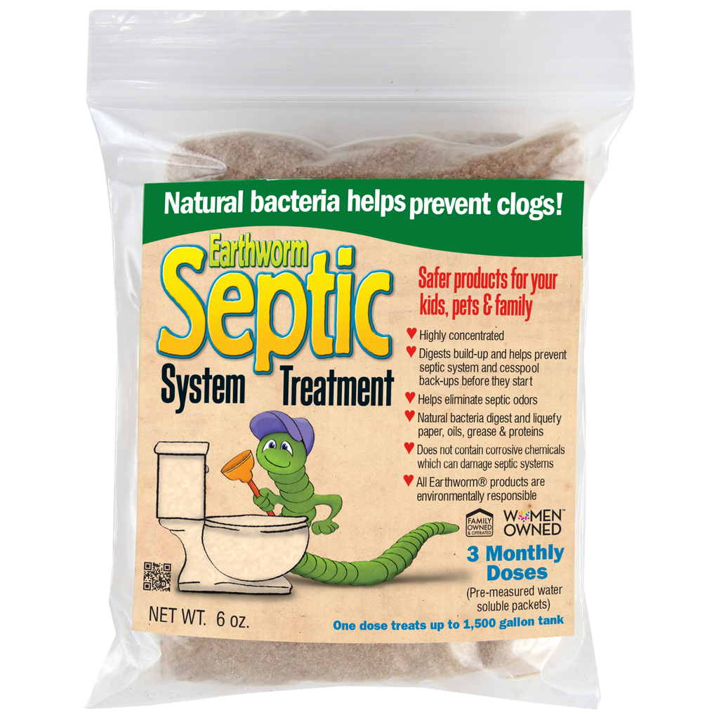 Earthworm septic system treatment pre-measured pods packaging