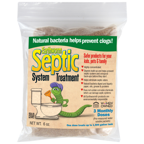 Earthworm septic system treatment pre-measured pods packaging